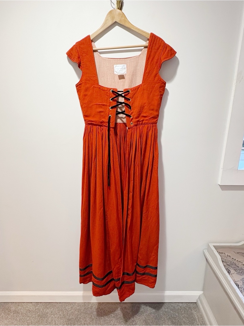 Faire Ladies Faire Lords Split Front Dress Kirtle Bodice Size 12 Burnt Orange